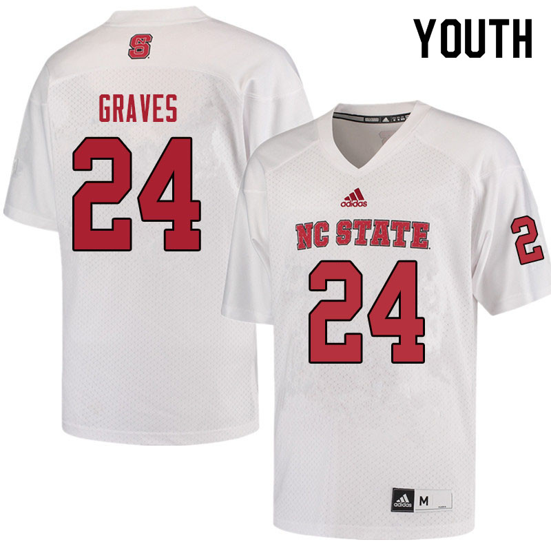 Youth #24 De'Von Graves NC State Wolfpack College Football Jerseys Sale-Red - Click Image to Close